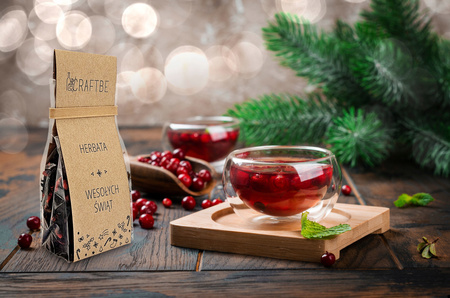 HERBATA WESOŁYCH ŚWIĄT CZARNA ŚWIĄTECZNA GRZANIEC ZIMOWA MAGIA NA PREZENT