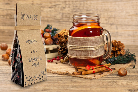 HERBATA WESOŁYCH ŚWIĄT CZARNA ŚWIĄTECZNA GRZANIEC ZIMOWA MAGIA NA PREZENT
